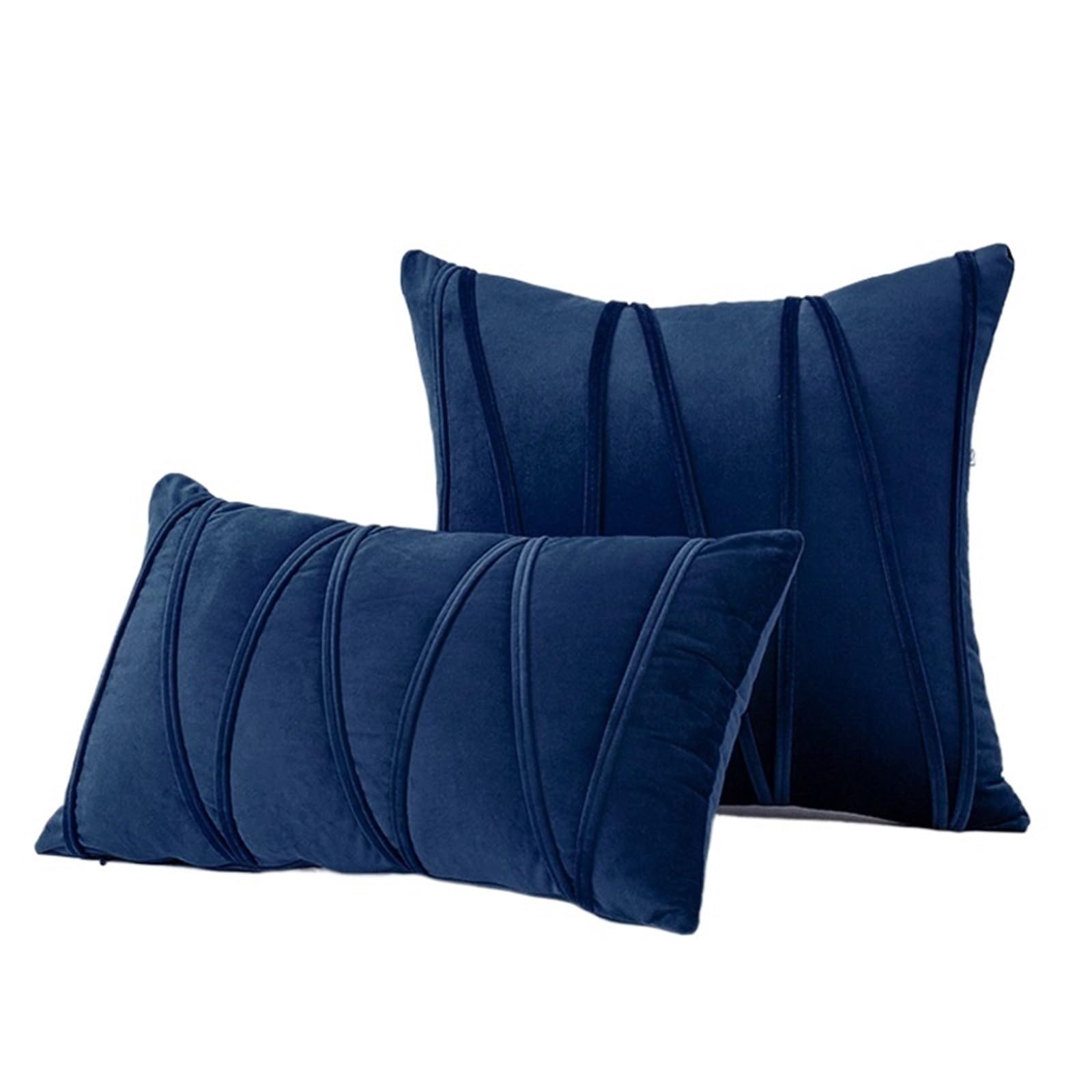 Housse de coussin lot de 2 velours doux 50x50cm bleu foncé pour canapé