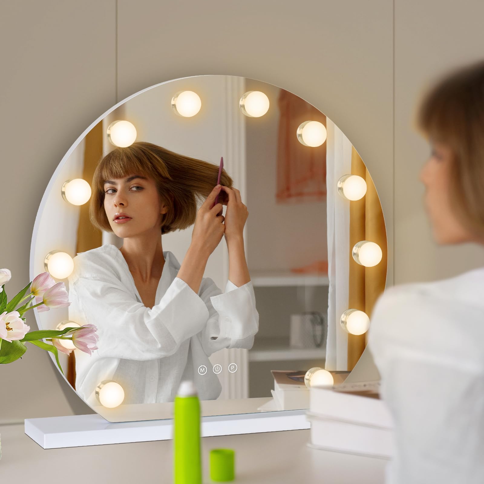 Miroir Maquillage LED YU YUSING | 12 LED | 3 Modes Lumières | Grossissement X10 | USB | Pour Coiffeuse