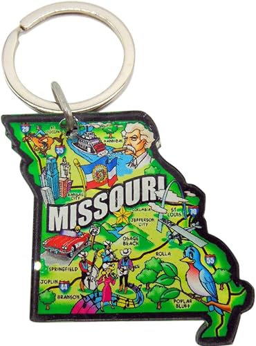 Missouri - Llavero de acrílico para recuerdo con mapa de estado retro Show Me, Verde