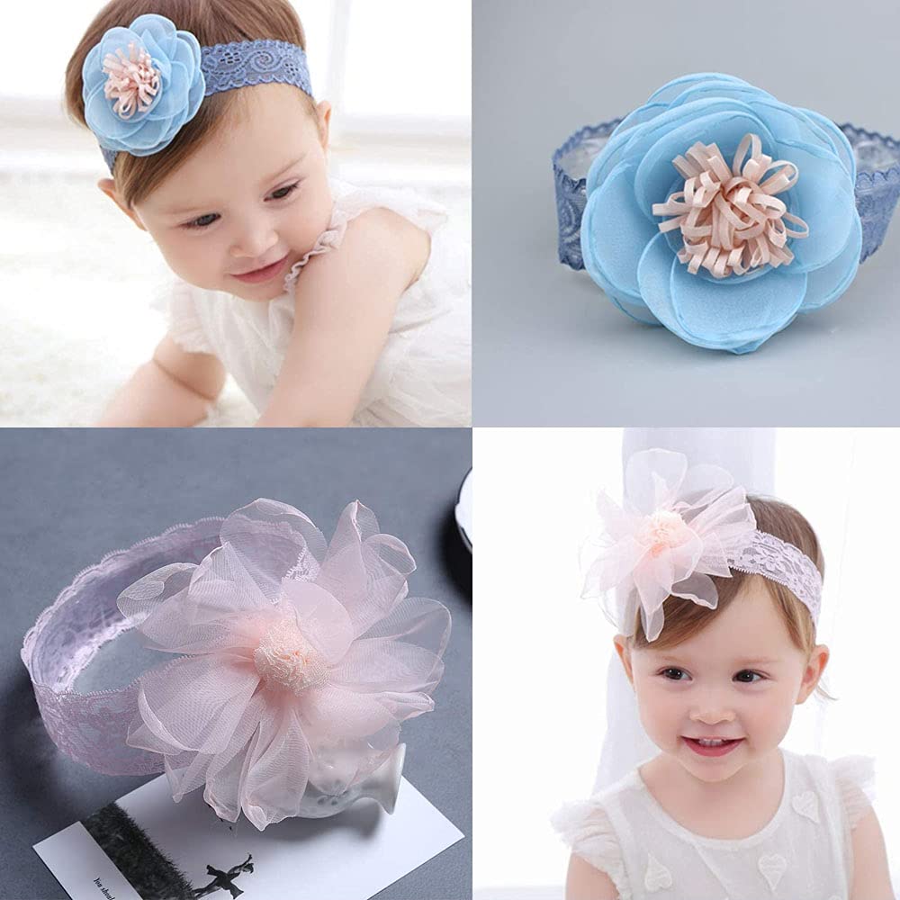 4 Fasce Capelli Bambine Con Fiori - Accessori Elastici Decorativi Per Neonati E Bambini - Foto 9