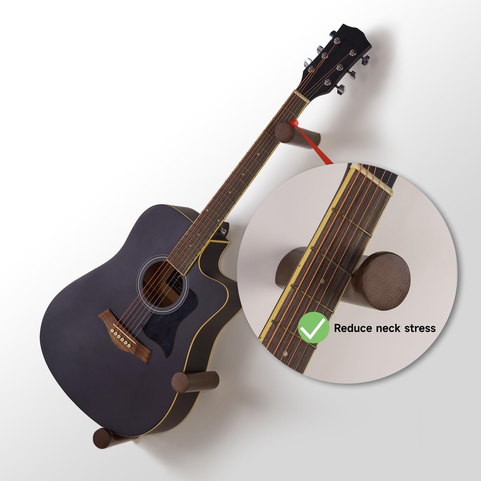 DAZZLIFE Acoustic Horizontal Guitar Hangers for Wall Wooden Wall Mount (Brown)