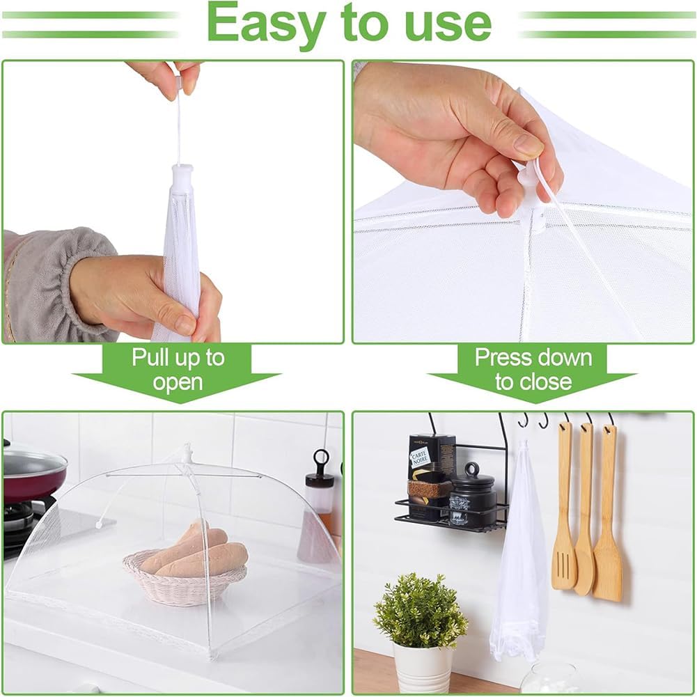 GKDARED 3 Pack 17-Inch Food Cover Tents – Pop-Up Mesh Umbrella Food Covers, Reusable And Collapsible Net Screen Protectors to Keep Out Flies, Bugs, Mosquitoes – Ideal for Outdoor Picnic, BBQ, Parties 3