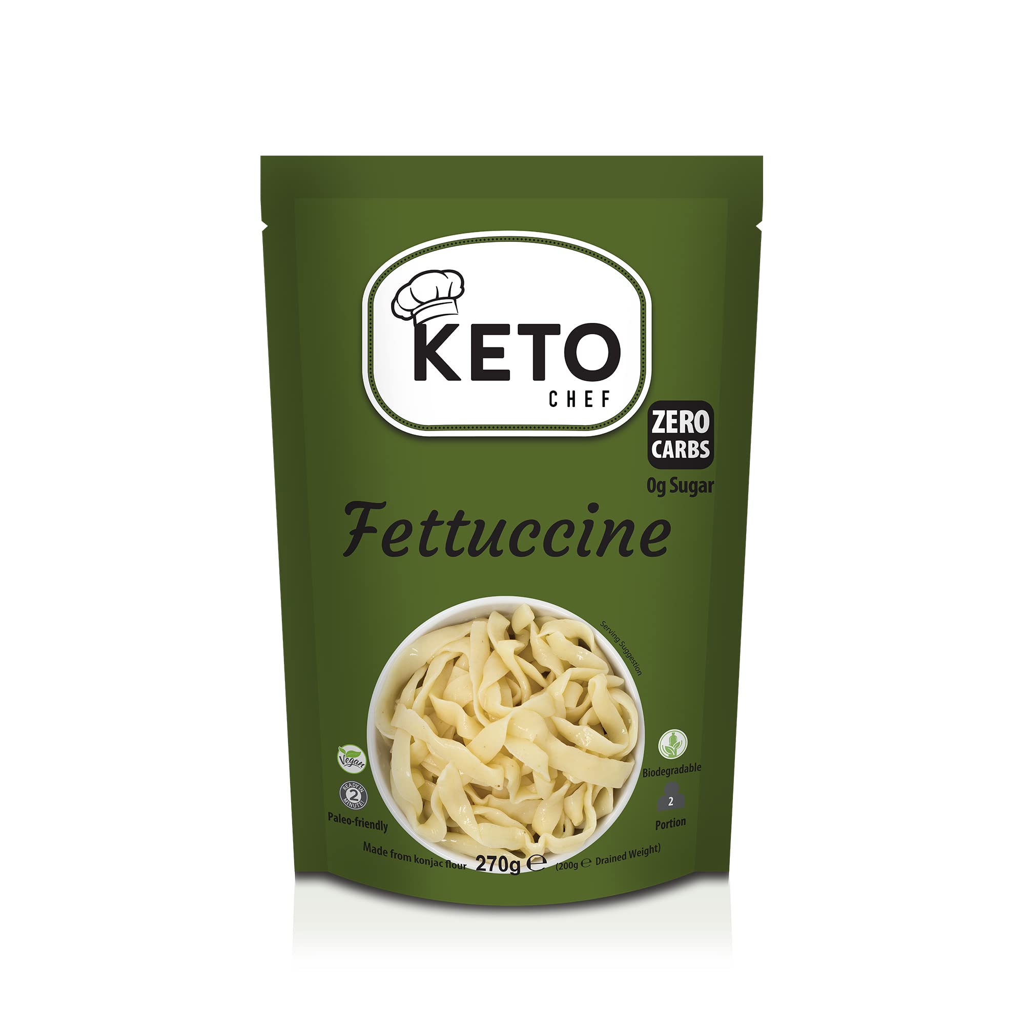 Keto Chef Konjac Fettuccine Pasta (Pack of 6, 270g) - Sugar & Free-from, Made with Konjac Flour, Contains Zero Fat, Shirataki, Low Calorie Healthy Diet Food | Ready to Eat