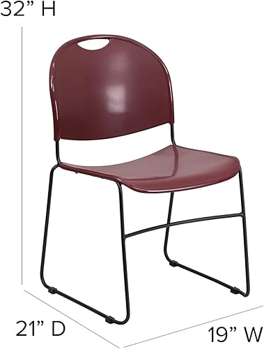 Miniatura 7 de Flash Furniture HERCULES Series - Silla apilable ultracompacta de 880 libras, color negro, con marco cromado