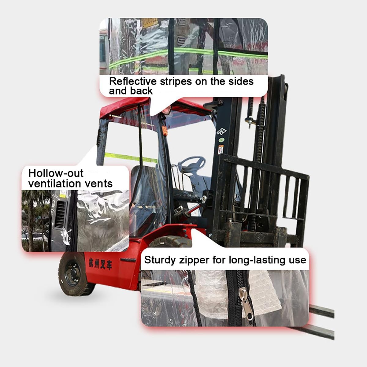 Wasserdichte Universal-Abdeckung für Gabelstapler-Kabine, klare Sicht, passend für 2721 - 3628 kg Kapazität, robuster Schutz