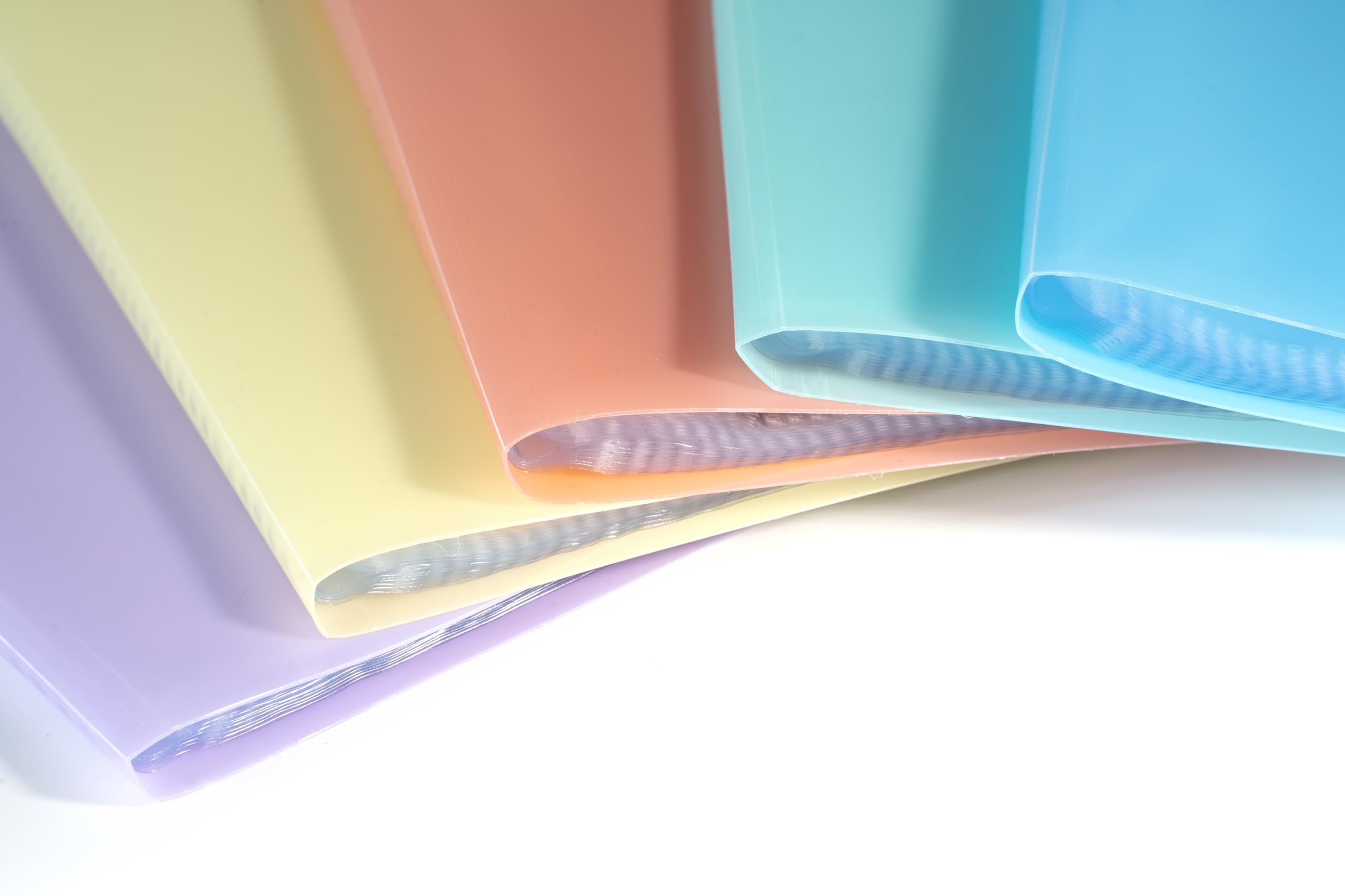 Exacompta - Réf. 88570E - Paquet de 5 protège-documents Chromaline Pastel - 50 pochettes cristal - 100 vues - pour A4 - dim 24x32 cm - couverture en polypro recyclé translucide - 5 couleurs assorties