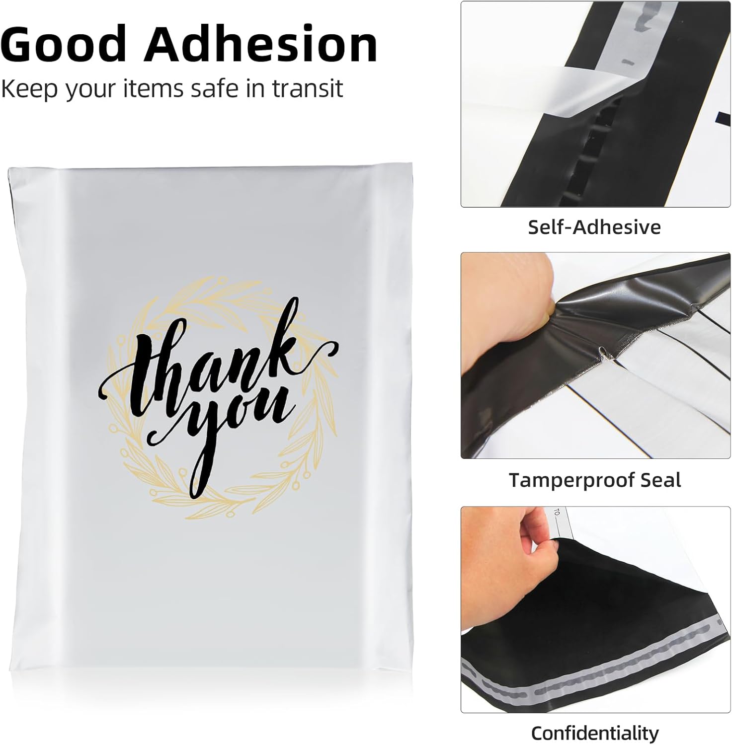 10x13 Inch TONESPAC 100 Pack 3.15Mil Poly Mailers Thank you Shipping Bags, Self-Sealing Non-Padded Envelopes for Small Business, Waterproof Poly Mailing Bags - Thank you