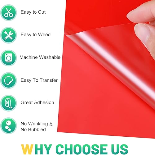 Miniatura 3 de HTVRONT- Rollos de vinilo termotransferible (HTV) color blanco y rojo, 12 pulg x 8 pies por rollo pplanchar, pcamisetas, pCricut y Cameo - Fácil de