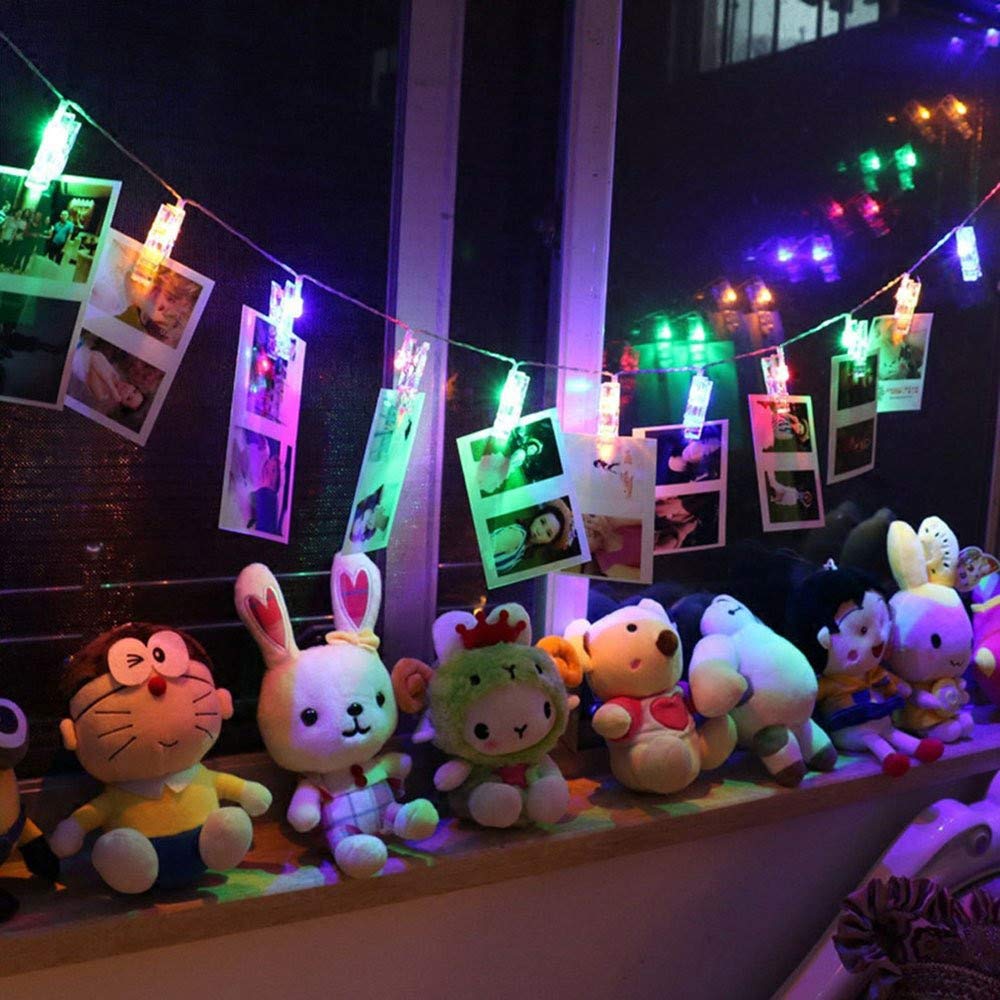 Sunboia LED Photo Clip String Lights,2 in 1,20LED USB&Battery Operated Photo Peg Lights Perfect for Hanging Pictures,Notes,Artwork-Multicolor