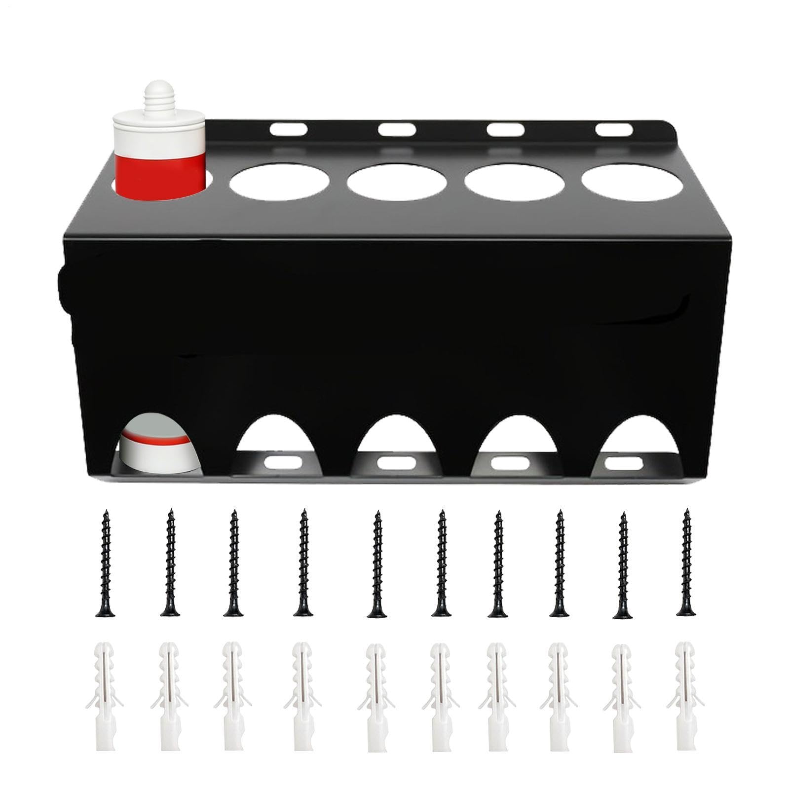 Supporto portaoggetti cartuccia di mastice – Organizzatore 5 fessure per tubi sigillanti – Organizzatore da parete per sigillanti | per idraulici, elettricisti, fai da te, officina e garage