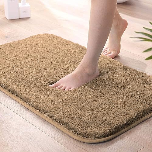 Image of LUXE HOME INTERNATIONAL Microfiber Rectangular Home Bath Mat Super Soft Non Slip Vegas Mats for Bathroom, Kitchen, Bedroom, and Door (40X60 Cm, Gold) Pack of 1