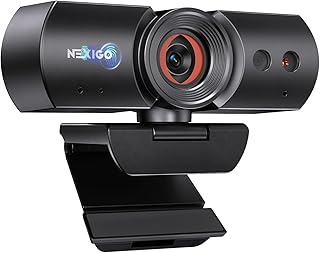 NexiGo HelloCam Webcam 1080p avec Windows Hello et Microphone, Véritable Confidentialité avec Obturateur Automatique Breveté, Amélioration du Visage, Webcam USB HD pour PC