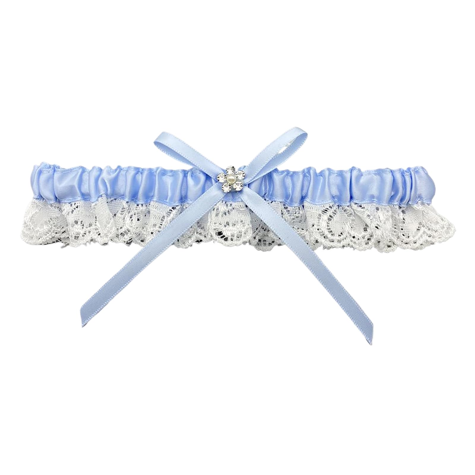 Llikknve Women's Blue Bridal Wedding Garter, Garters For Brides, Lace Elastic Bow Leg Thigh Garter, Wedding Accessories For Girls Bridal Shower Parties, Adjustable