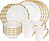 Vista 1 de Juliska Juego de 16 piezas de bambú: platos llanos, platos de ensalada, cuencos y tazas