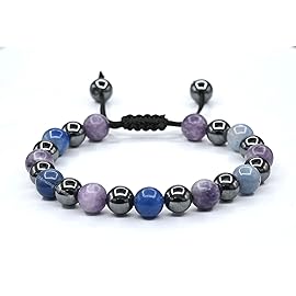 Amazing Gemstone Stop Drinking Alcohol Manifestation Bracelet - Lepidolite Blue Aventurine Hematite Bracelet Set for Men Women Healing Calming Anxiety Stress Relief Gifts(Adjustable)