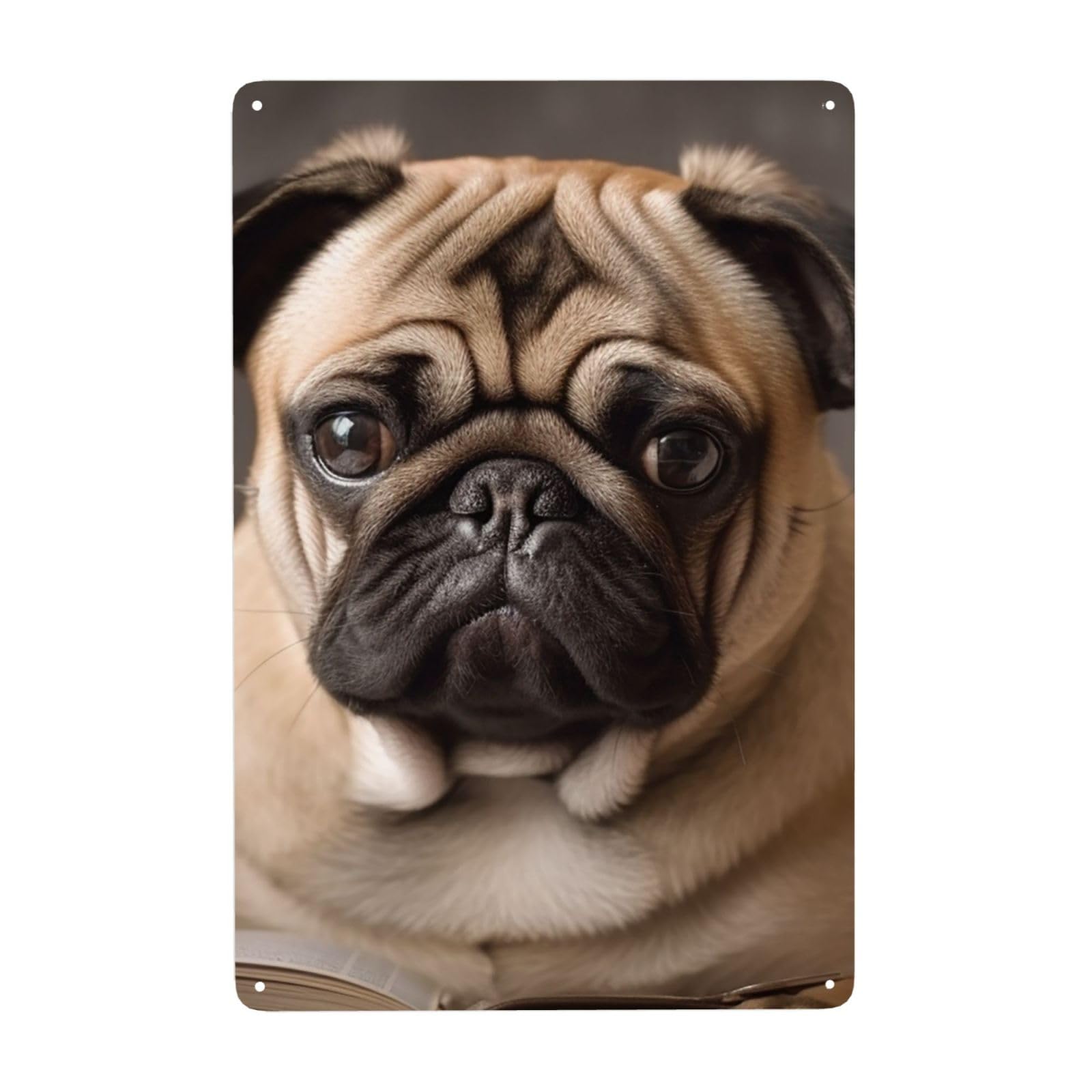 Fodpand White Vintage Tin Signs Metal Retro Wall Art Decor - Wall Hanging Decorative Plaque 8X12 Inch, Animal Pug Dog Metal Signs For Home Yoga Cafes, Funny Metal Poster For Gifts