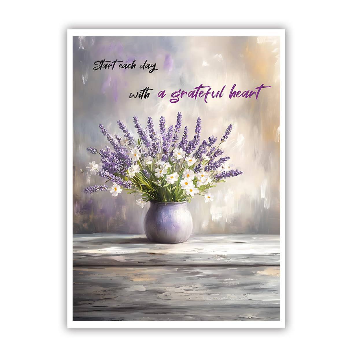 CHERHERART Inspirational Quote Canvas Picture Lavender Daisy Floral Wall Art Cottagecore Canvas Wall Decor Poster for Bedroom Bathroom Home 45x70cm Frameless