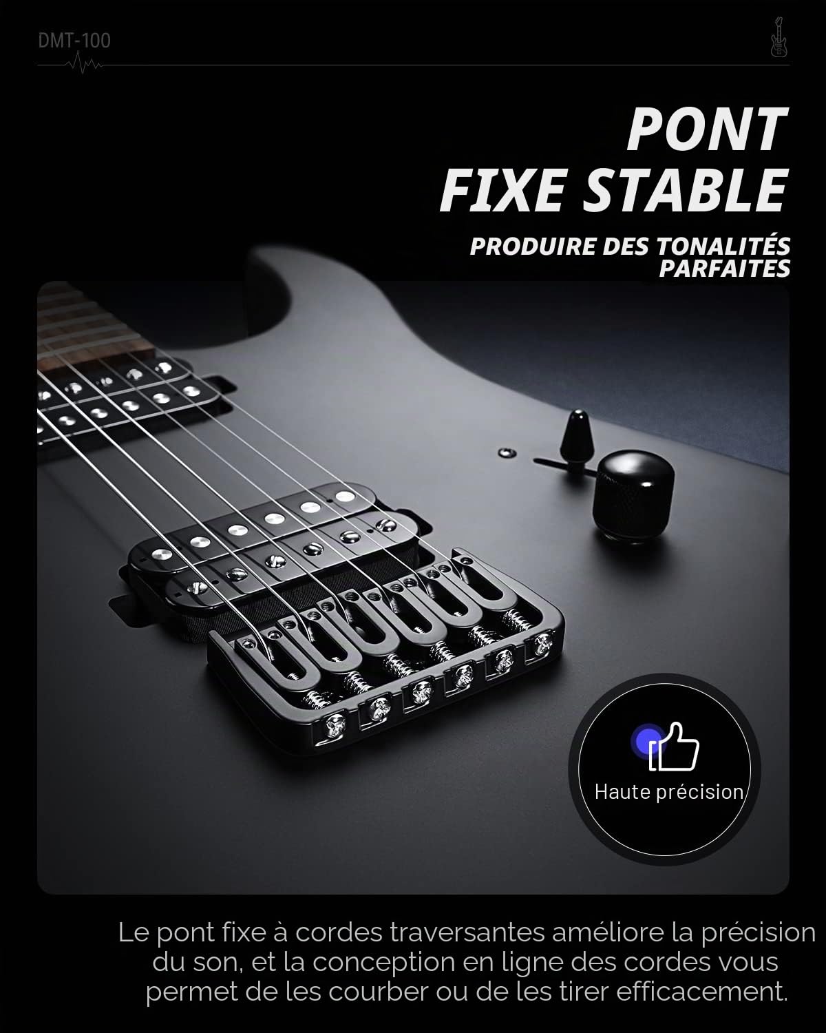 Donner Corps solide guitare électrique, DMT - 100 39 métal guitare électrique kit avec micros H - H, sac, cordes, sangles, câbles, amortisseur de cordes pour les amateurs de Rock (Noir mat)