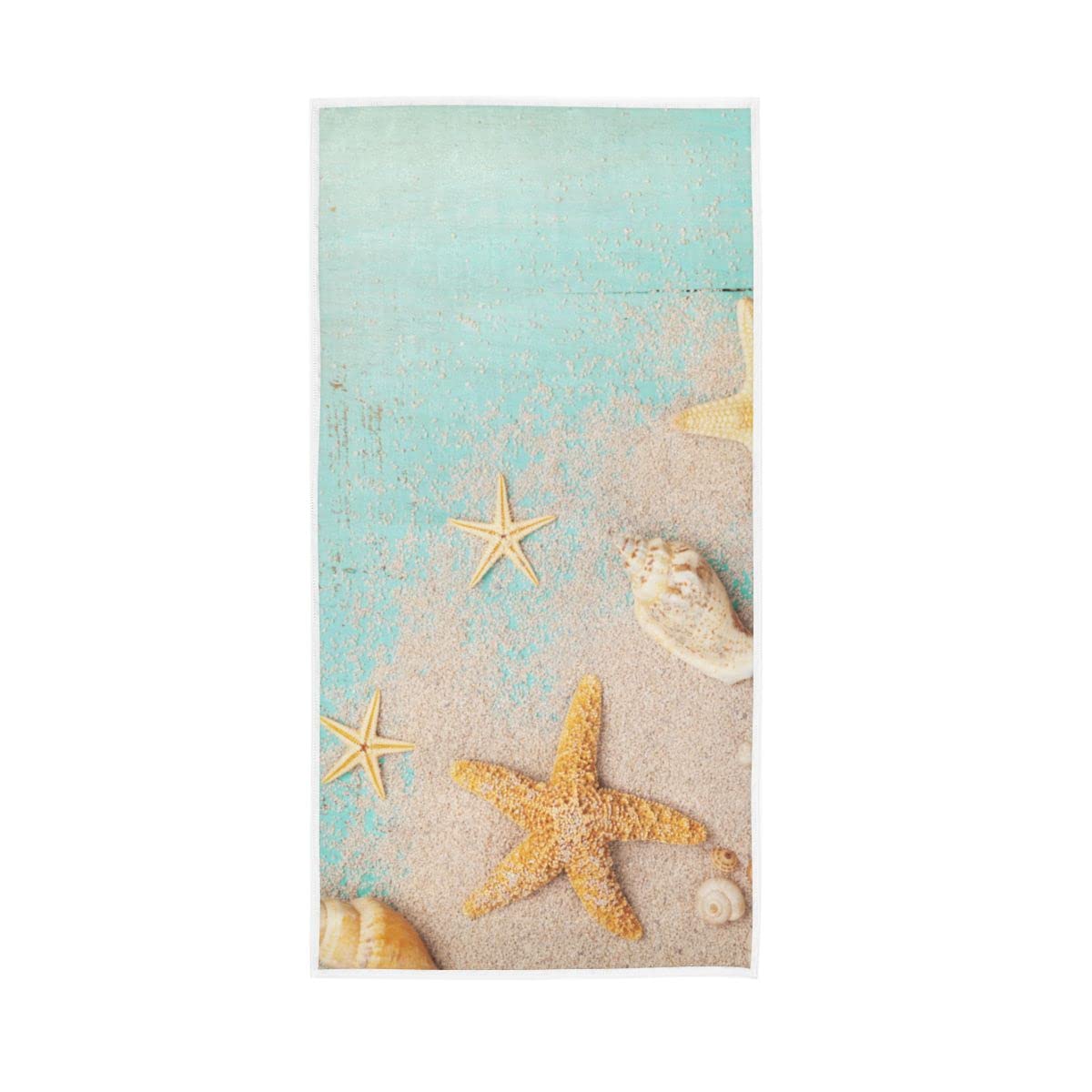 LSRCPD Summer Starfishes Seashells Soft Large Hand Towels Bath Towel Multipurpose for Bathroom Hotel Gym Spa 30"x15"