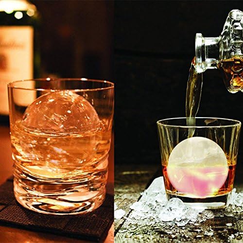 Ticent & Co Silicone Ice Cube Trays (Set of 2), Sphere Ice Ball Maker with Lid & Large Square Moulds, Reusable & BPA Free