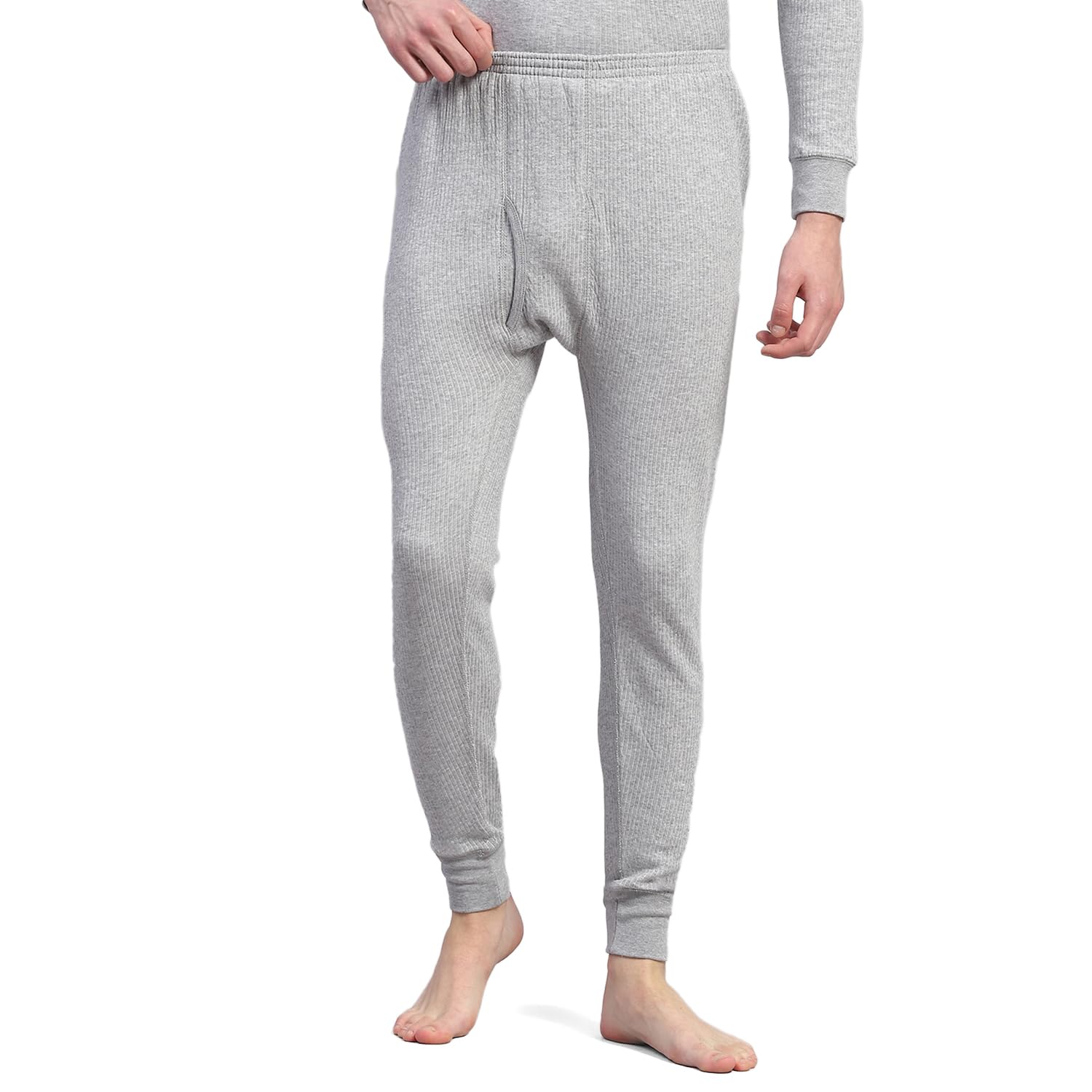 Mens Solid Cotton Blend Regular Fit Thermal Lower (6230M4GR)-image-33