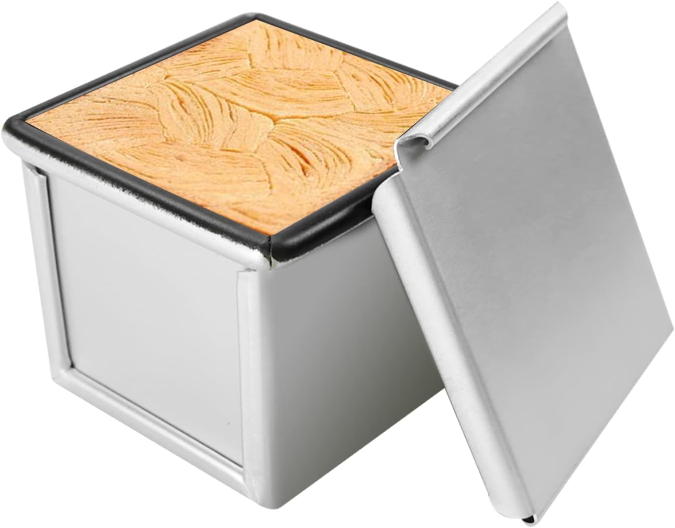 Pullman Loaf Pan with Lid Non-stick Square Smooth Toast Box Aluminized Steel Bread Pan with Lid,3.94x3.94x3.94in(10CM)