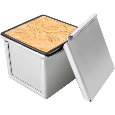 Pullman Loaf Pan with Lid Non-stick Square Smooth Toast Box Aluminized Steel Bread Pan with Lid,3.94x3.94x3.94in(10CM)