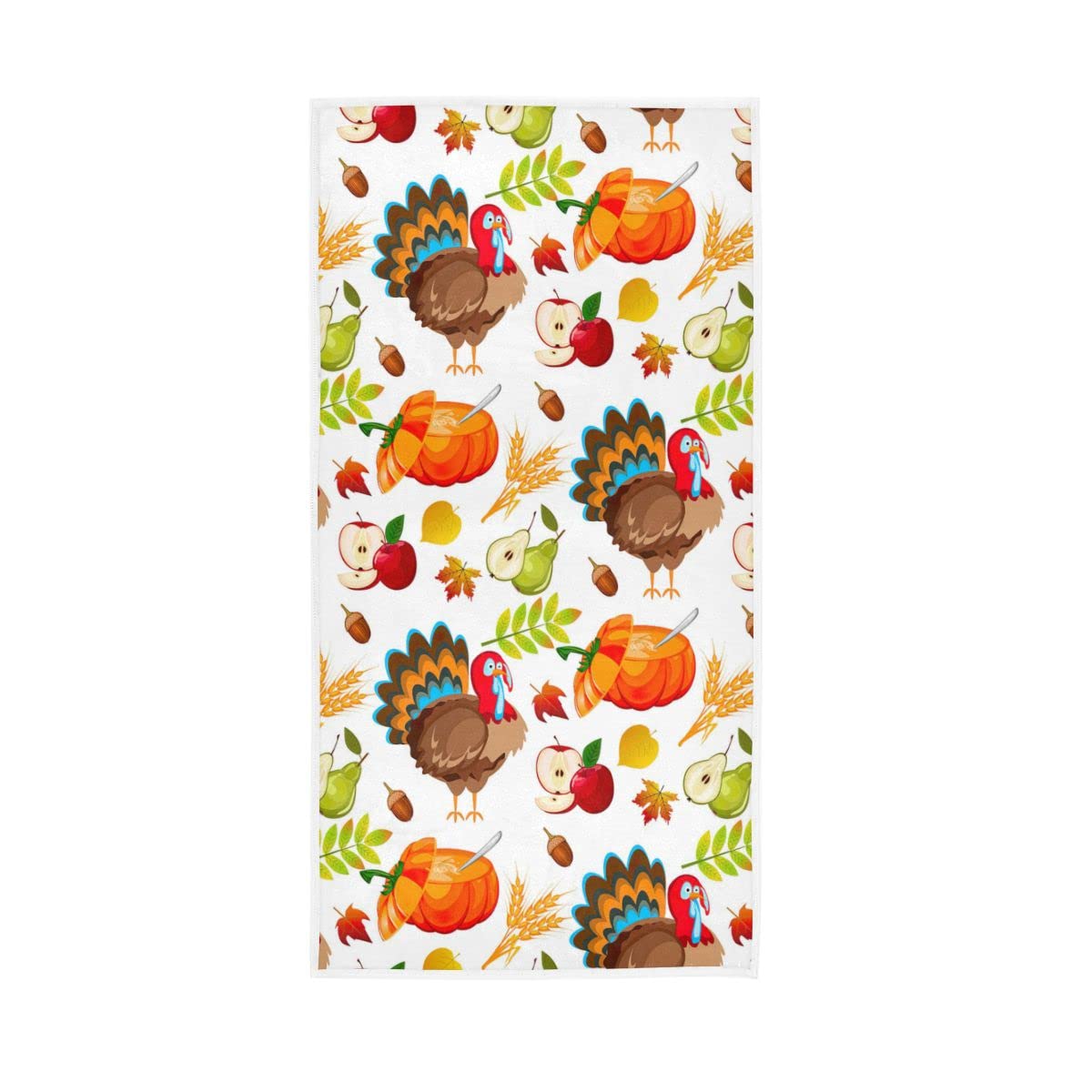 LSRCPD Thanksgiving Turkey Autumn Pumpkin Soft Hand Towels Absorbent Bath Towel for Bathroom Hotel Gym Spa 30"x15"