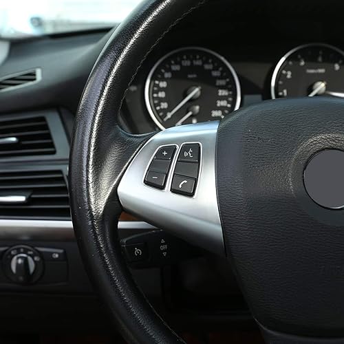 Miniatura 4 de YIWANG Etiqueta engomada del marco del botón del volante del cromo del ABS para BMW X5 E70 2008-2013 accesorios del coche