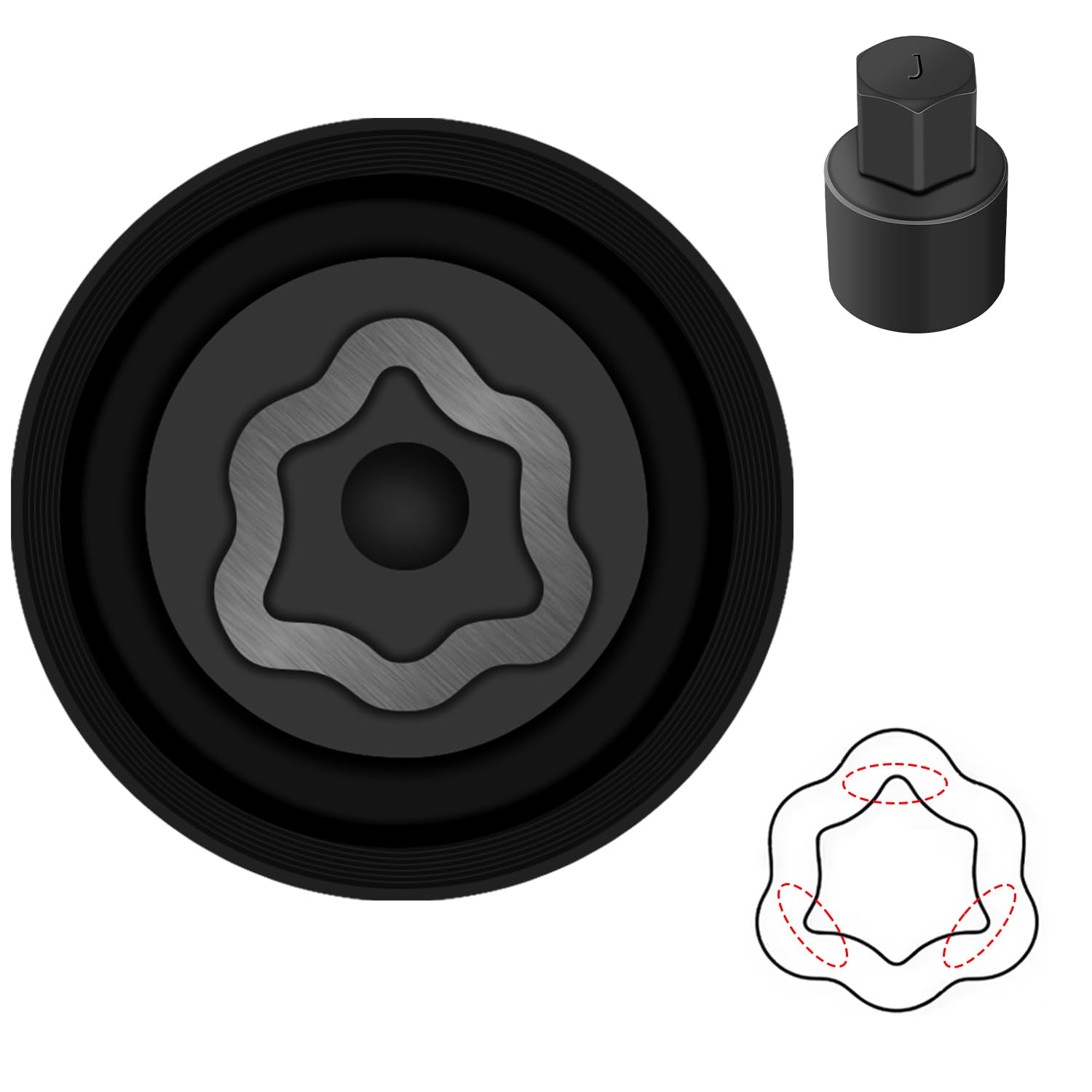 J-Wheel Locking Nut Key Compatible with All Toyota Models, Lexus, Tacoma, Wheel Lock Nut Socket Adapter Set, Wheel Anti-Theft Lug Nut Removal Tool, Anti-Theft Screw Remover