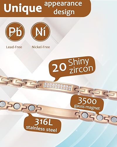 Miniatura 5 de MagVIVACE Tobillera magnética para mujer, pulsera de tobillo de acero inoxidable con imanes