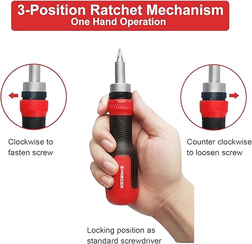 Miniatura 4 de SHARDEN Juego de destornilladores de trinquete 13 en 1, herramienta de destornillador múltiple todo en uno con seguridad Torx, cabeza plana,