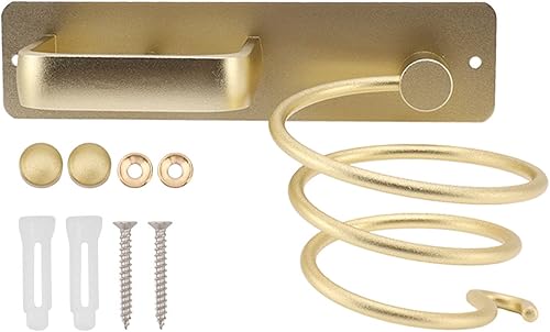 Wnvivi Soporte para secador de pelo dorado, soporte de almacenamiento para alisador de pelo de montaje en pared, estante universal de aluminio para Wnvivi Soporte para secador de pelo dorado, soporte de almacenamiento para alisador de pelo de montaje en pared, estante universal de aluminio para