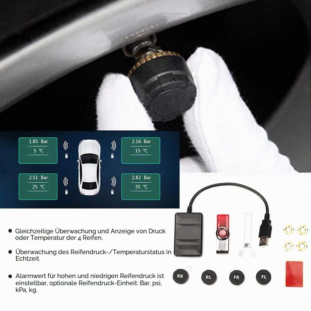 Reifendruckkontrollsystem Auto USB TPMS Überwachungsalarm mit externem Sensor für Android Navigation für alle Autos