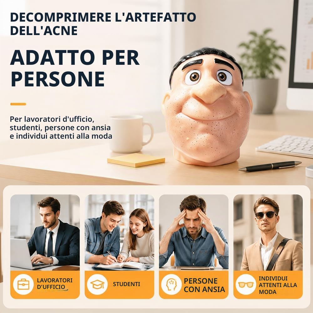 Pimple Popping Toy, HOVCEH Antistress Schiaccia Brufoli Gioco, Faccia Finta con Bbrufoli da Schiacciare, Giocattoli Sensoriali da Spremere per Ufficio, Classe o Casa
