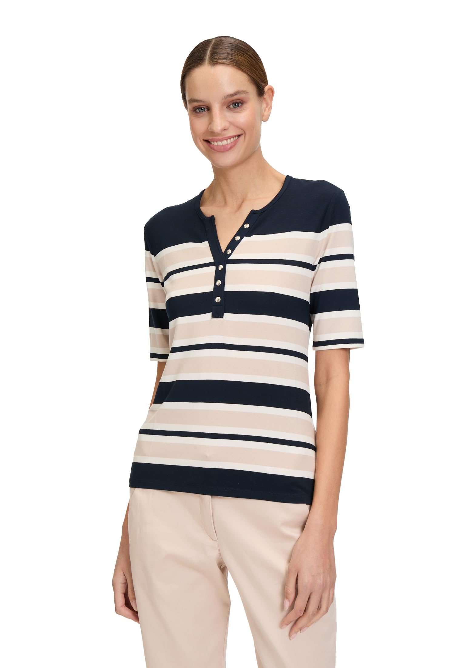 Betty Barclay Women's Basic Shirt with Buttons, Dark Blue/Nature, 20