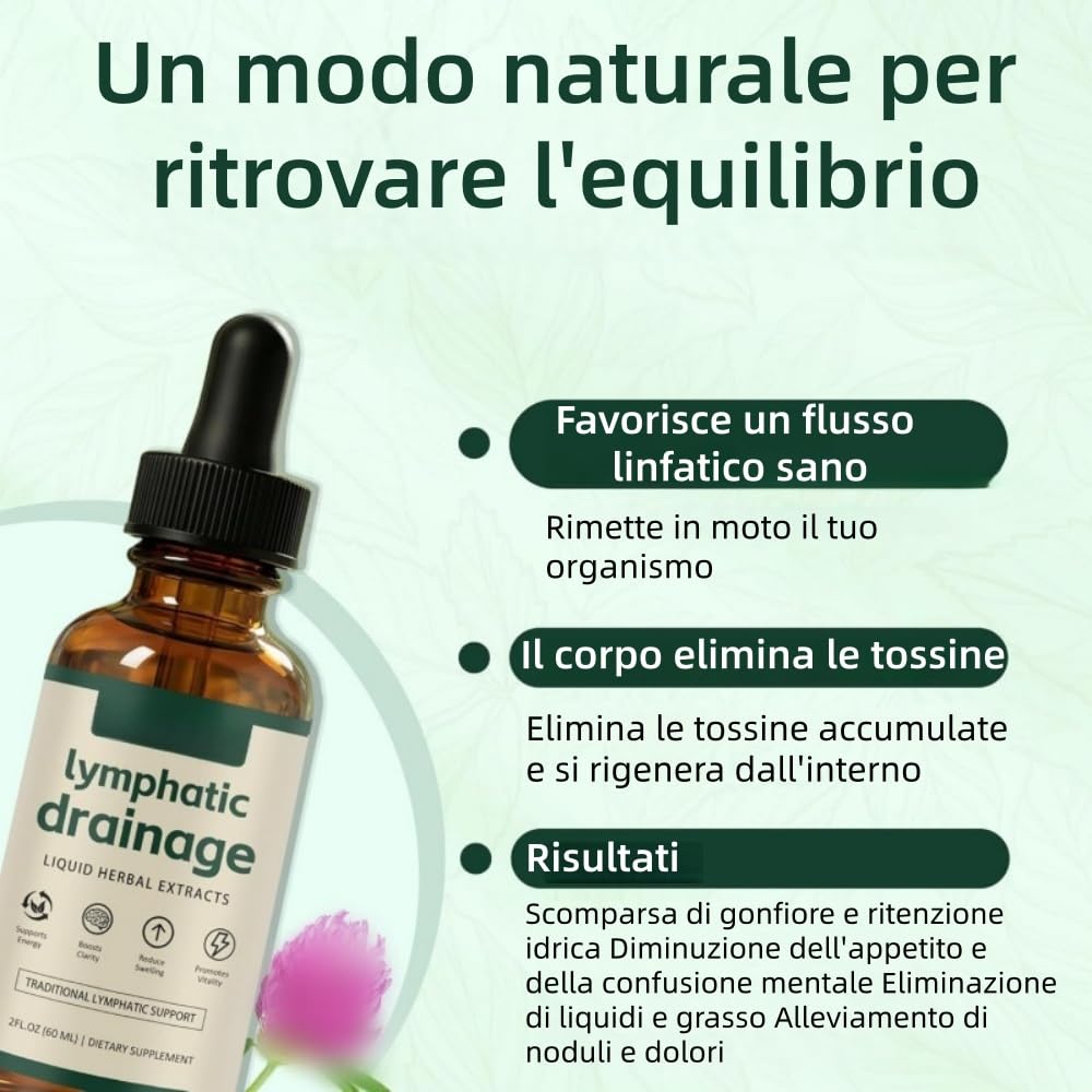 linfia drenaggio linfatico - rapide ed efficaci, per uomini e donne, 60 ml, favoriscono la salute generale e l'equilibrio idrico