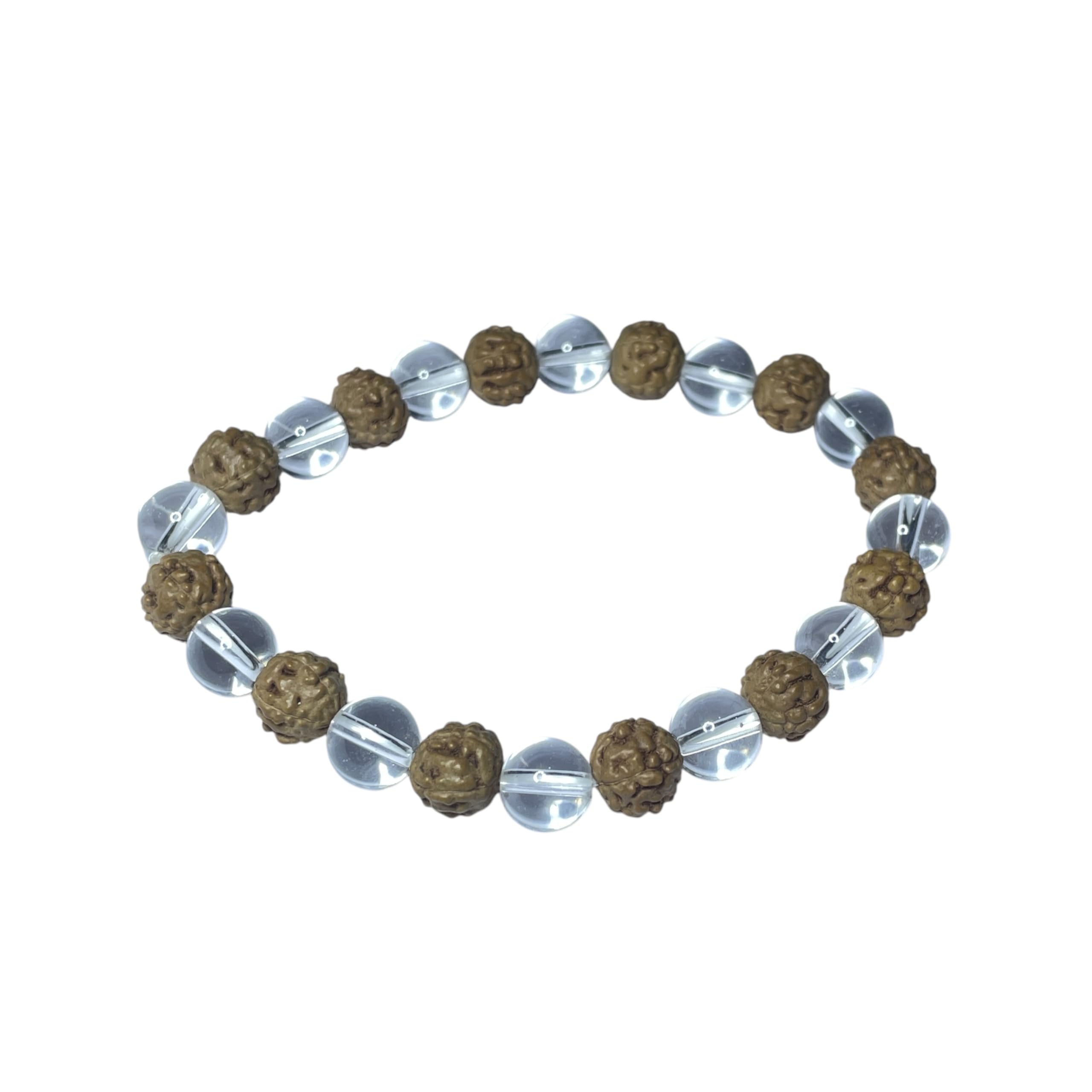rocksmins Rudraksha Sphatik Bracelet Natural Original Crystal Certified Real Stone Reiki Crystal Healing Love Positive Energy Attraction Stylish for Men Women Boy Girl Unisex 8mm Beads Stretchable (B098Q5DZ4K) Amazon Price History, Amazon Price Tracker