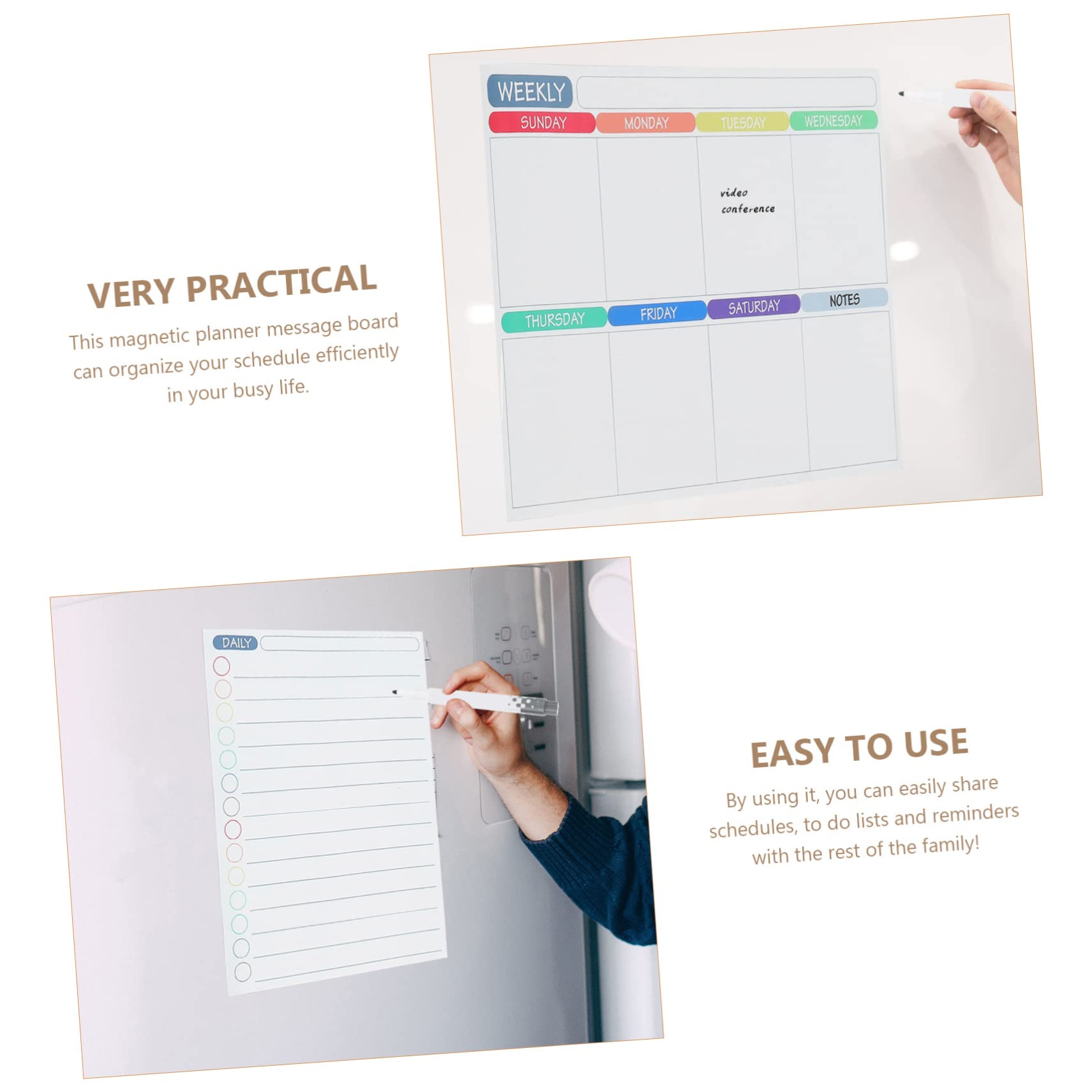 Tofficu Magnetische Tafel für Kalenderplanung Whiteboard mit Terminplaner und To-do-listen für Zuhause und Büro Haftend an Kühlschränken und Magnetischen Oberflächen
