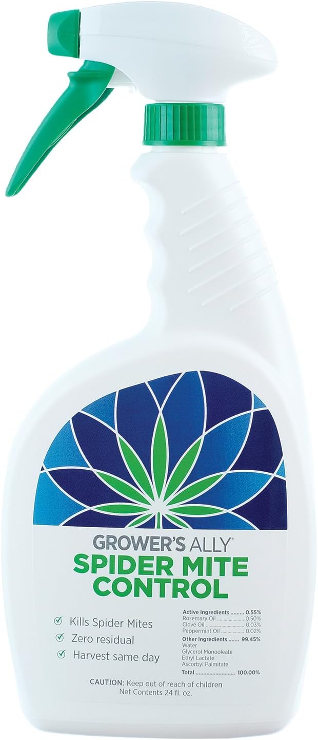 Grower's Ally Spider Mite Spray - Ready-to-Use Insect & Spider Mites Killer for Plants Indoor & Outdoor - OMRI Listed Garden Pest Control Plant Spray - Bee, Pet & Kid Safe Natural Formula - 24 Oz
