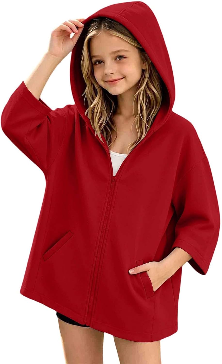 Girls Oversized Zip Up Hoodie Fleece Long Winter Jacket