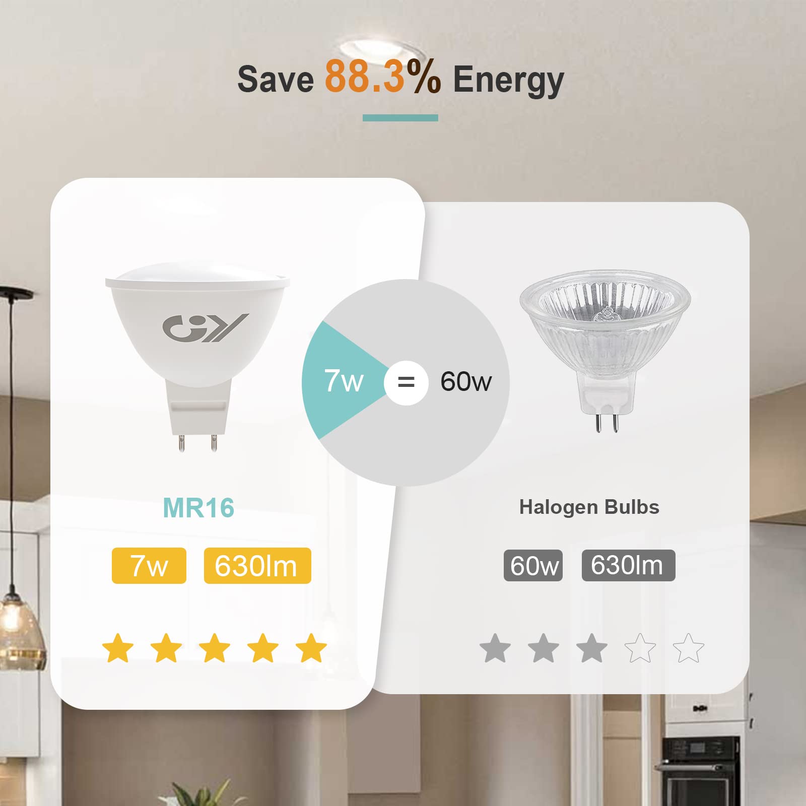 GY GU5.3 LED MR16 7W 630LM Lampadine 12V, (equivalenti a 60W), 4000K Bianco Neutro, 120° Angolo del Fascio Lampadine GU5.3, AC/DC 12Volt, non dimmerabile lampadine, 12 pezzi