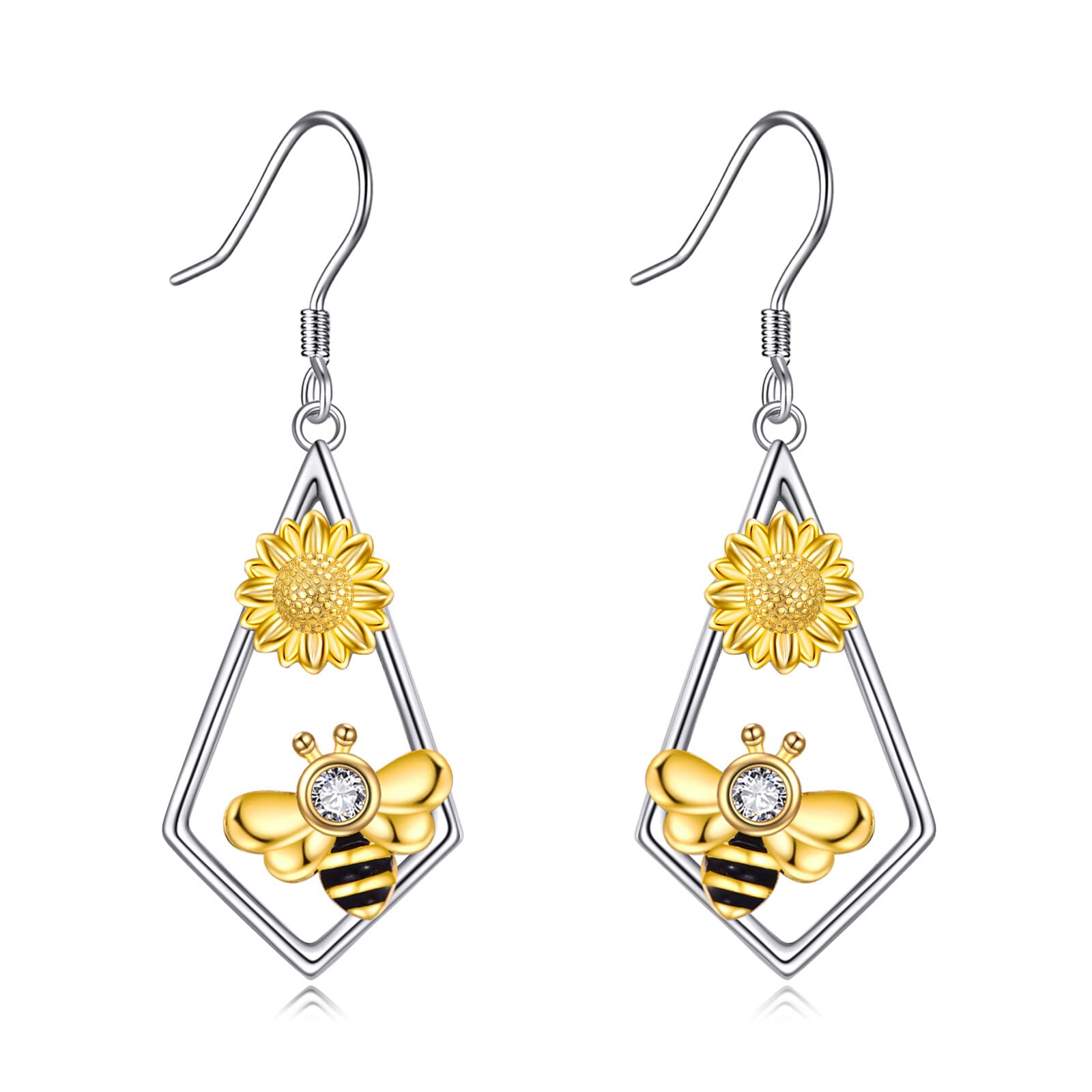 Orecchini con ape miele, api/farfalla/colibri/libellula, in argento Sterling 925, per donne, adolescenti, ragazze, madri, Argento sterling