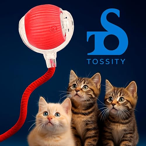 Miniatura 9 de Pelota interactiva para gatos, 3 colas intercambiables (felpa, libélula, cuerda), movimiento aleatorio de 360 + 3 velocidades, combate el