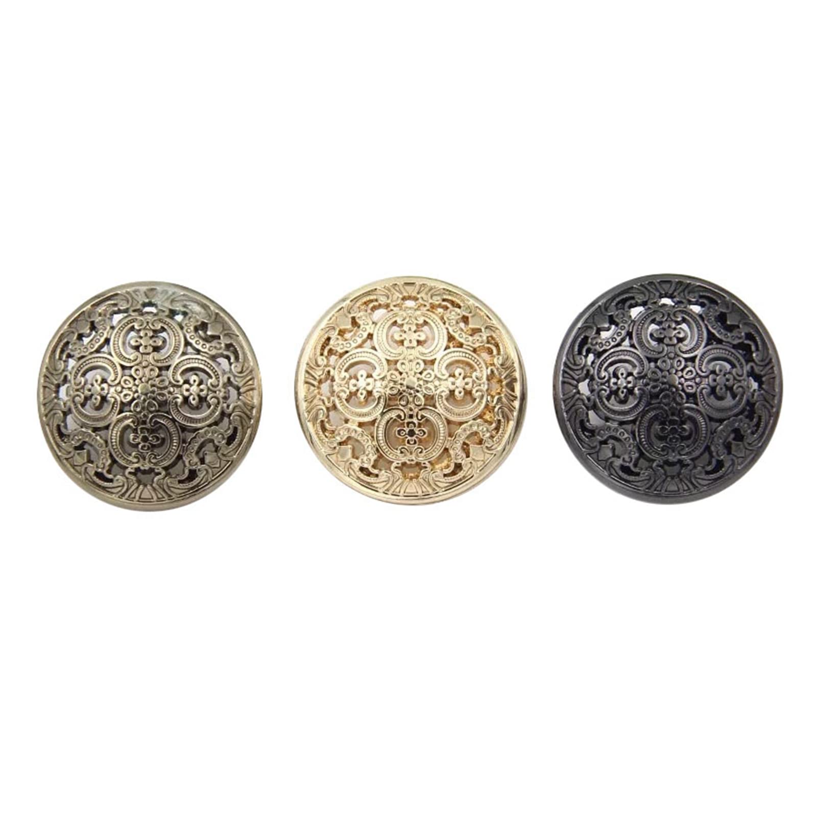 Guziki do ubrań 10 sztuk europejski styl retro dworski wydrążony rzeźbiony okrągły metal dla majsterkowiczów bluzka płaszcz akcesoria do szycia(Silver,20mm)