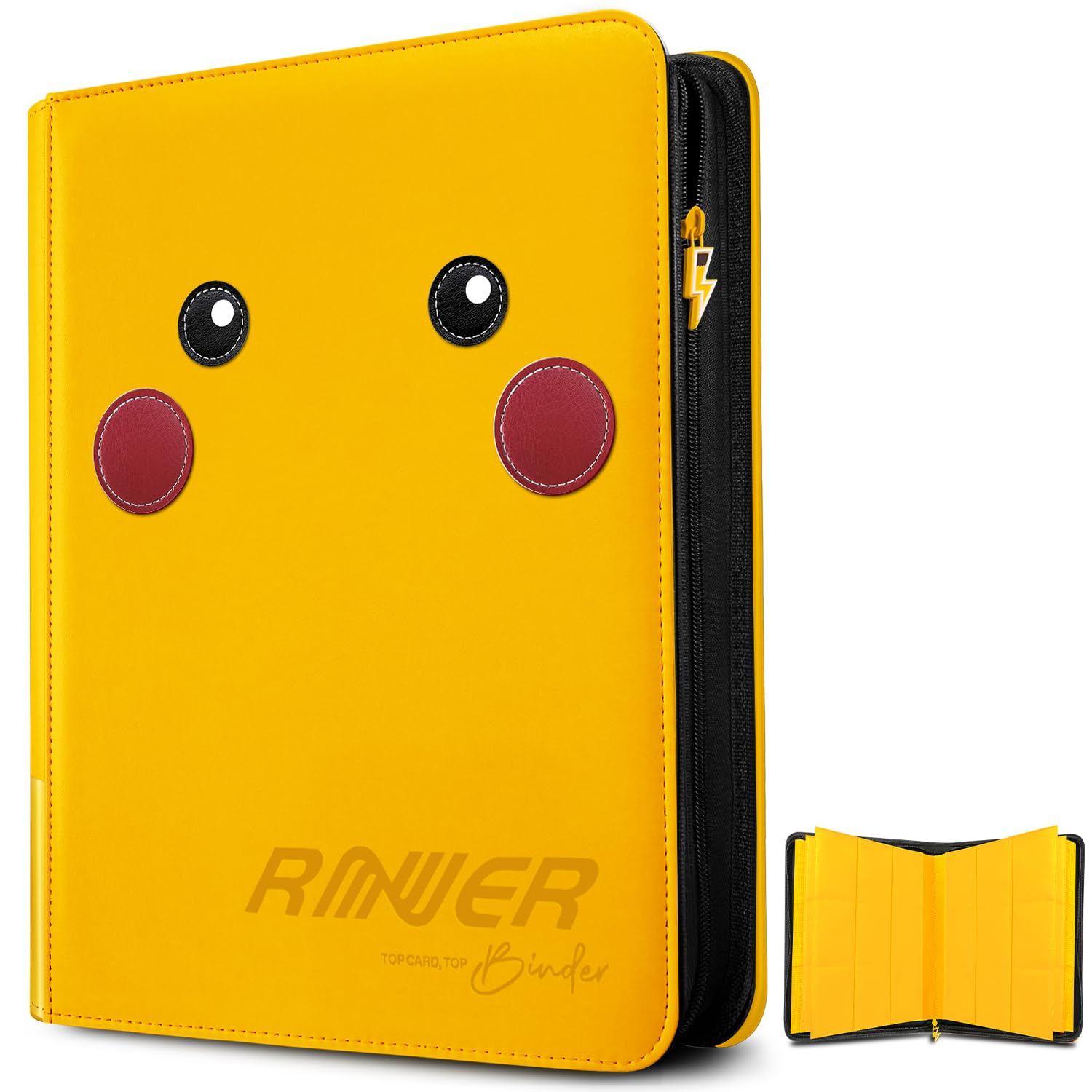 Douper Raccoglitore di carte da collezione, 9 tasche, capacità 360 carte | Album di carte da collezione con tasche laterali per carte da gioco, colore: giallo
