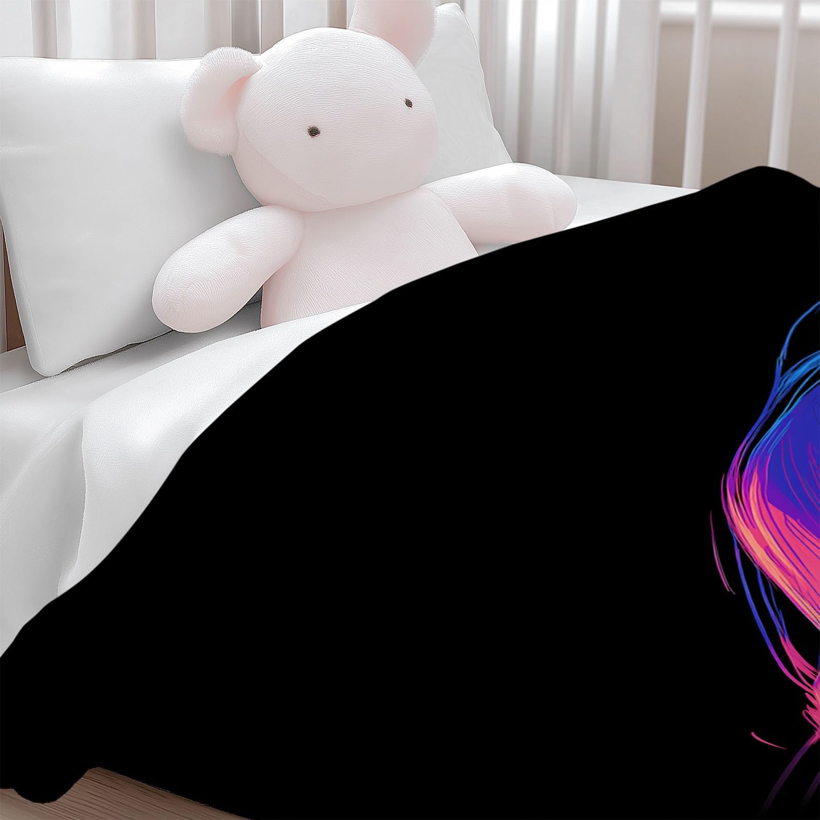 Generico Plaid Coperta Pile Nero Bambini Ragazzi Ragazze Plaid Pile Stile Fumetto Auto Elettrica Al Neon Coperte Flanella, 220 x 240 cm Letto e Divano Blanket Peluche Morbida e Calda