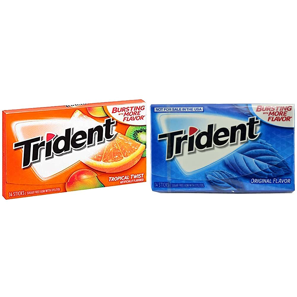 Buy Trident Sugar Free Chewing Gum Tropical Twist, 14 Sticks, 26 g