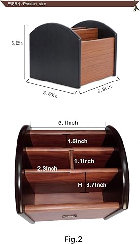Tenedor de control remoto giratorio, soporte de pluma para escritorio, organizador de almacenamiento remoto de madera, carrito de control remoto de