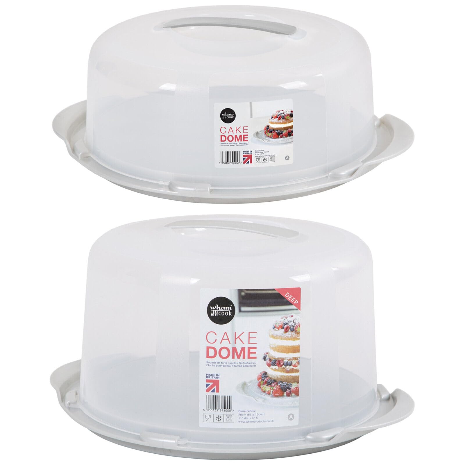Darthome Clear Set Of 2 Plastic Cake Storage Transporter Caddies 28Cm Round Carrier Domes